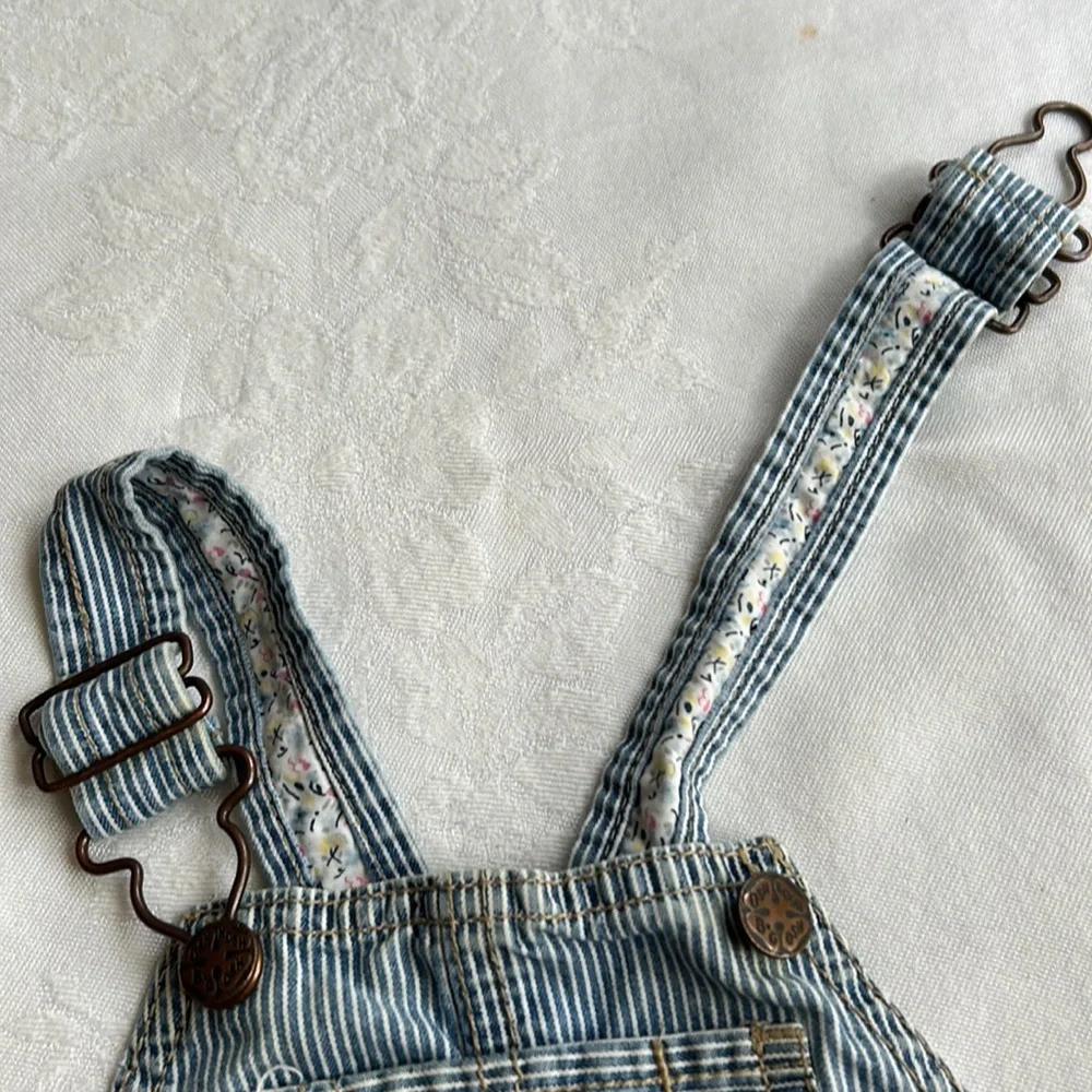 COPY - Vintage baby toddler OshKosh Bgosh striped overalls 12 mo. w/ floral pri…